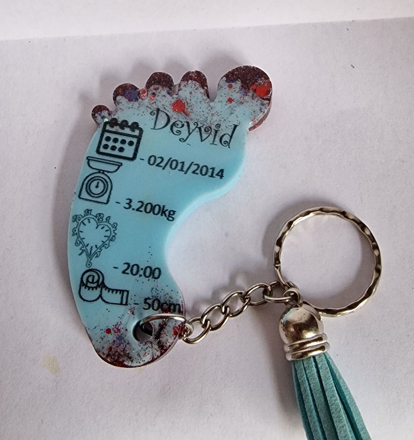Epoxy Handmade Baby Birth Keychain