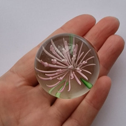 Blown Glass "Pink Flower" Paperweight