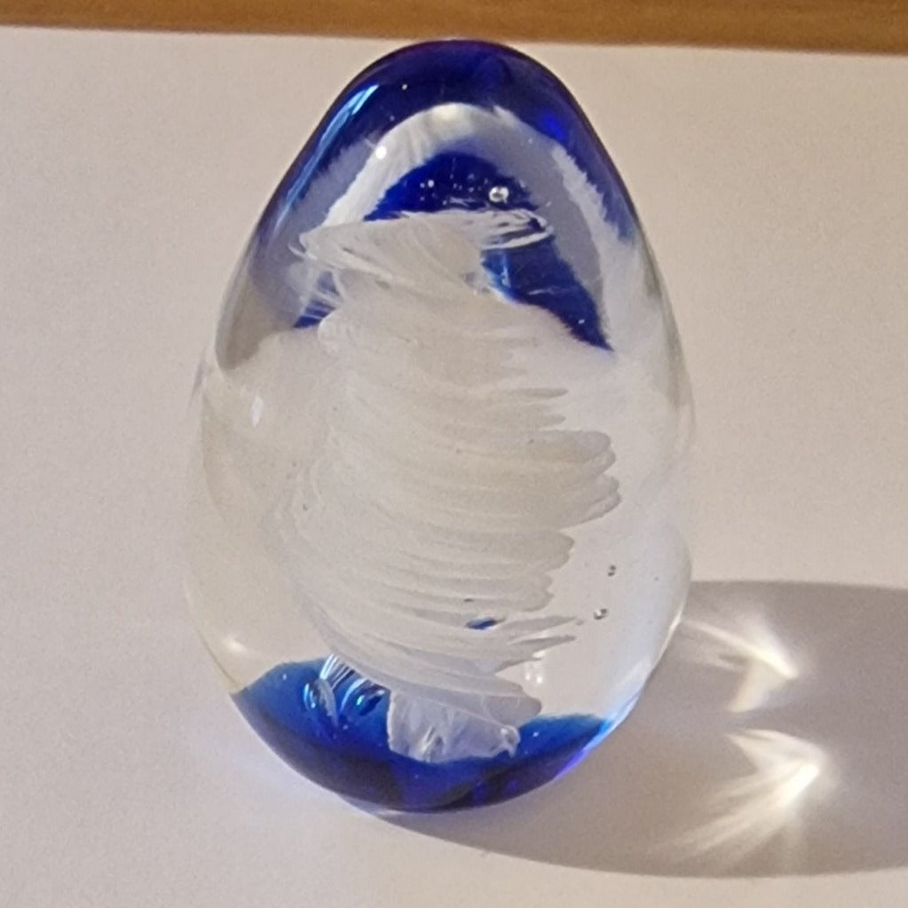 Blown Glass Cobalt Blue Pair Egg Paperweights