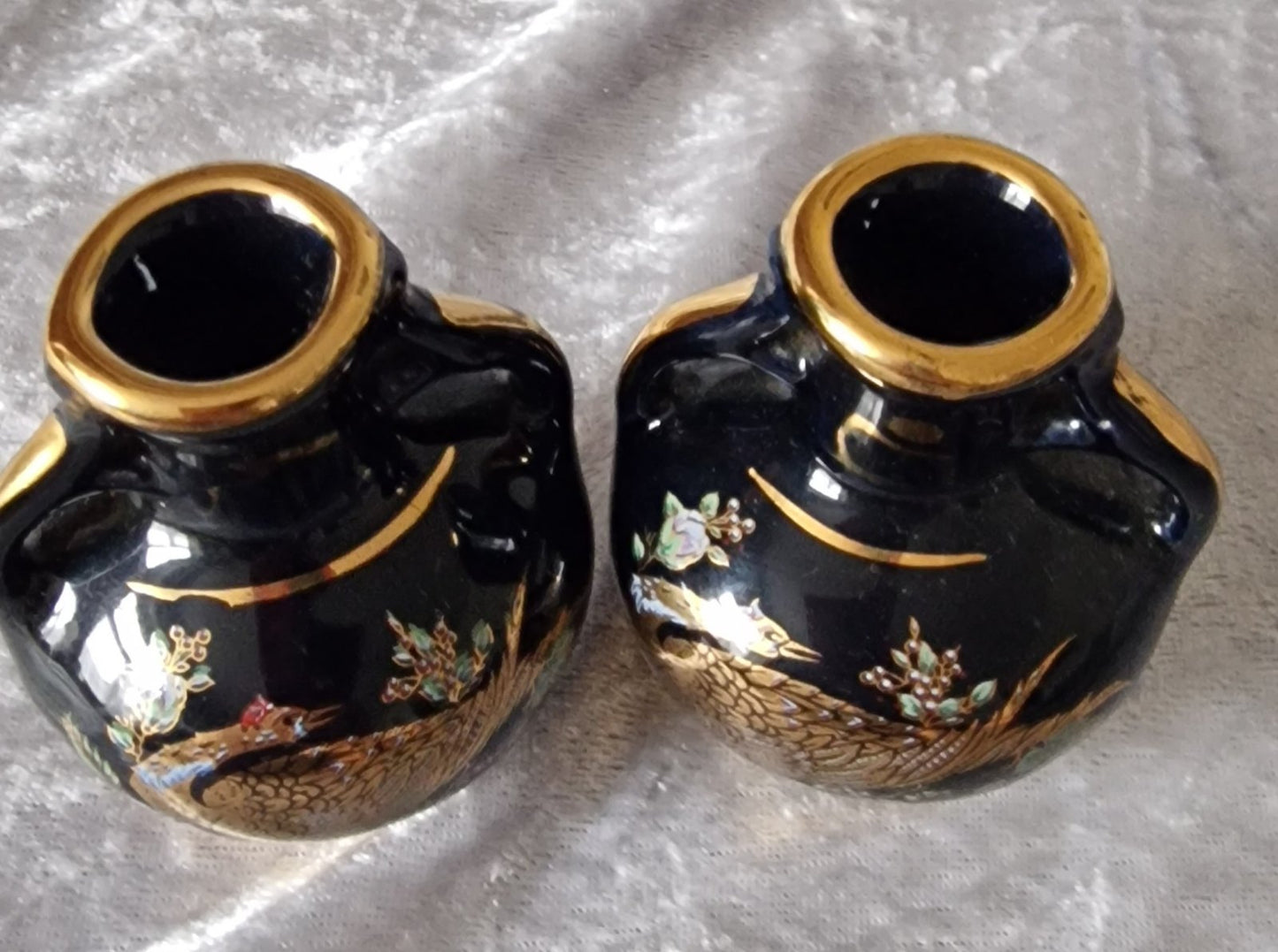 Greek 24K Gold Handpainted Pair Vases