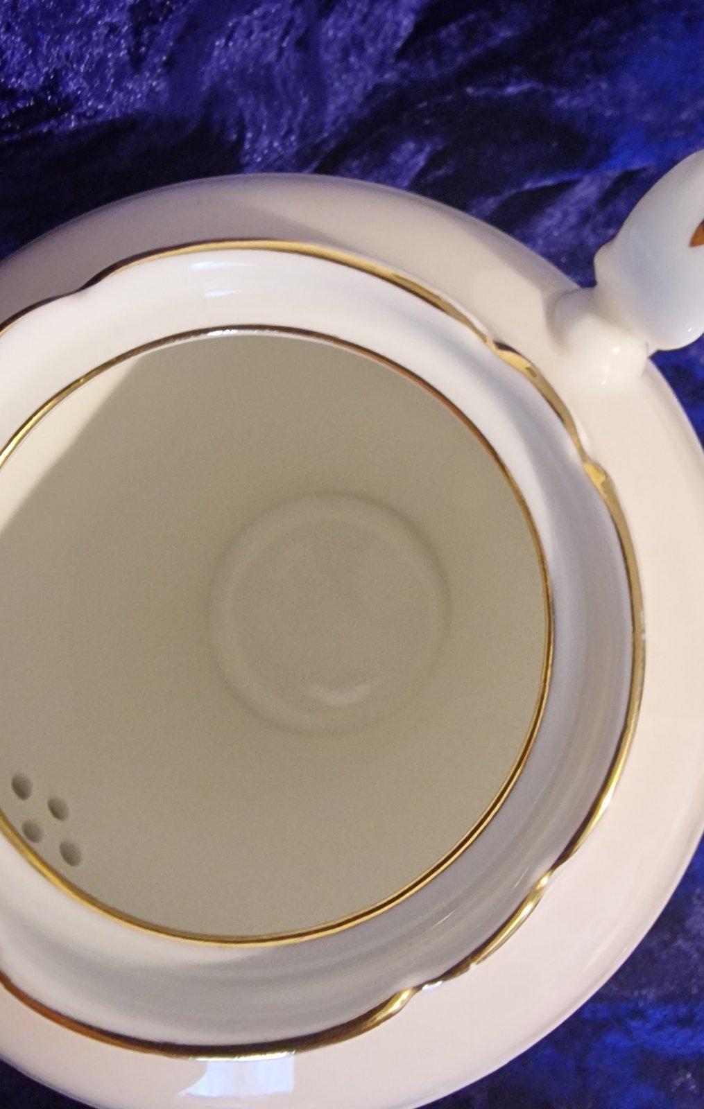 Elegant white teapot with gold trim, Vintage Aynsley Tibet Pattern English bone china.