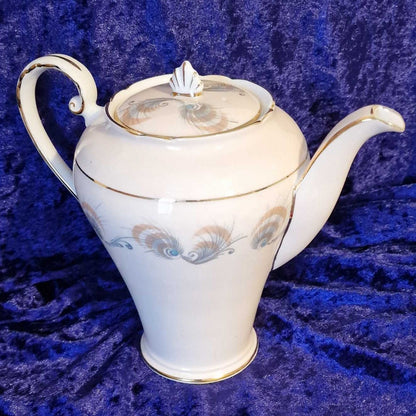 Vintage Aynsley Tibet Pattern English bone china teapot in white with gold trim