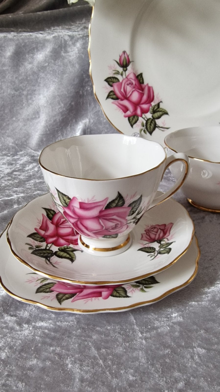 Colclough Large Pink Rose Tea Set