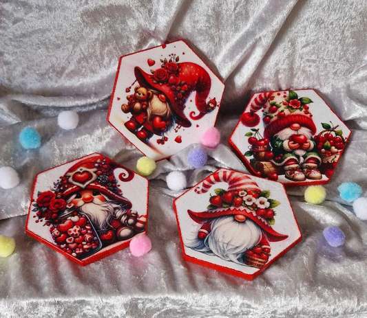 Decoupage "Garden Gnomes" Coasters Set
