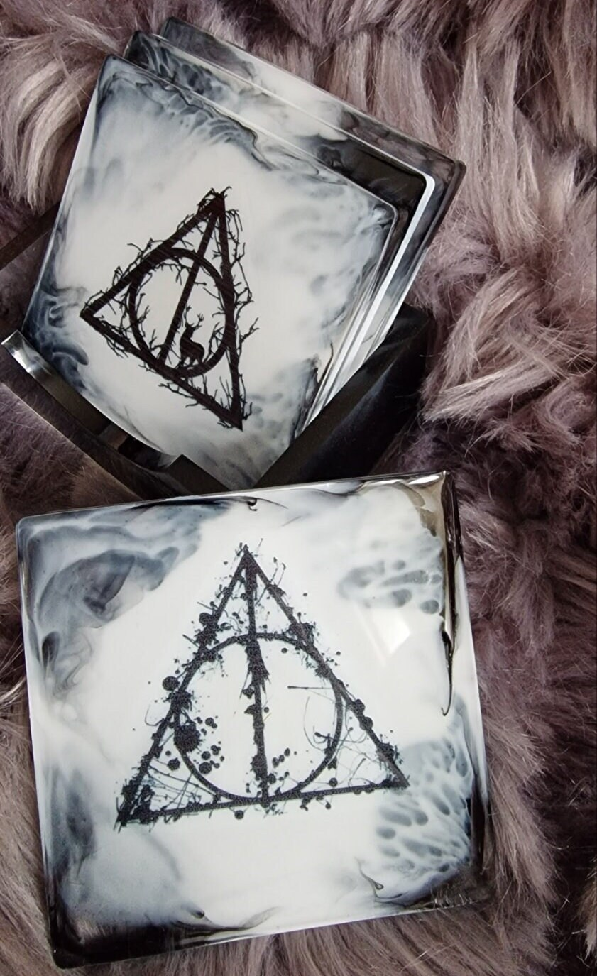Epoxy "Harry Potter" coasters set & holder