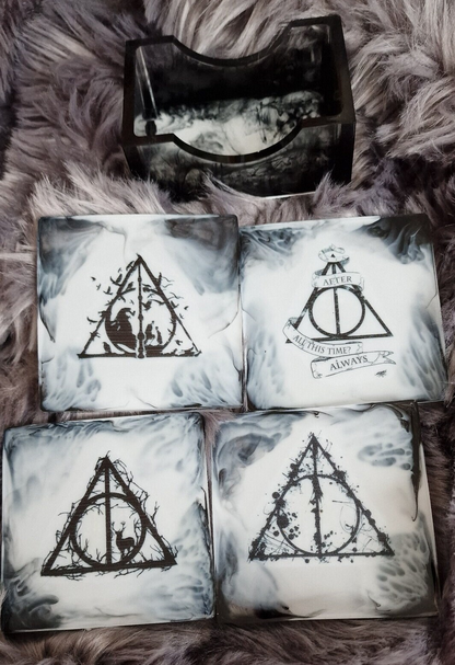 Epoxy "Harry Potter" coasters set & holder
