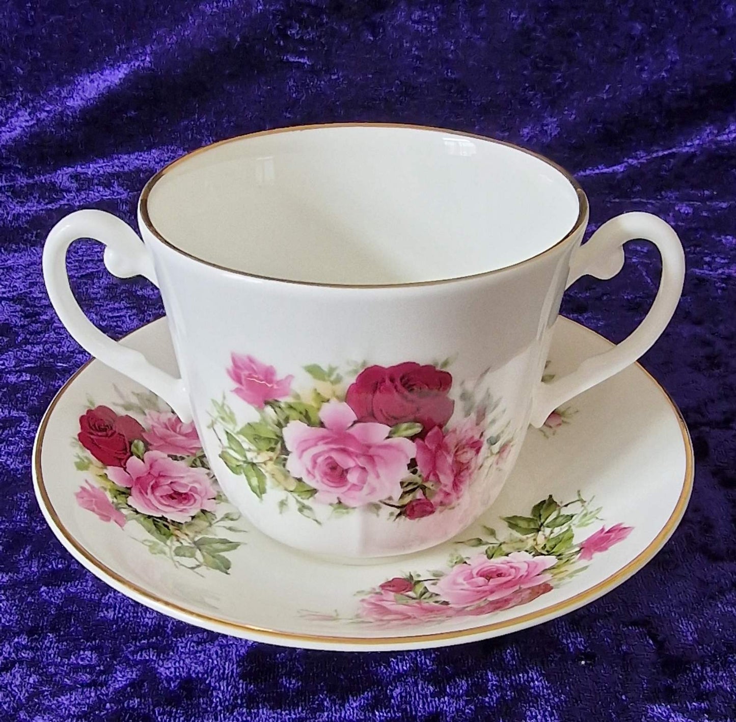 Mid century Two Handled Cup and Saucer Set by Regency Bone China England