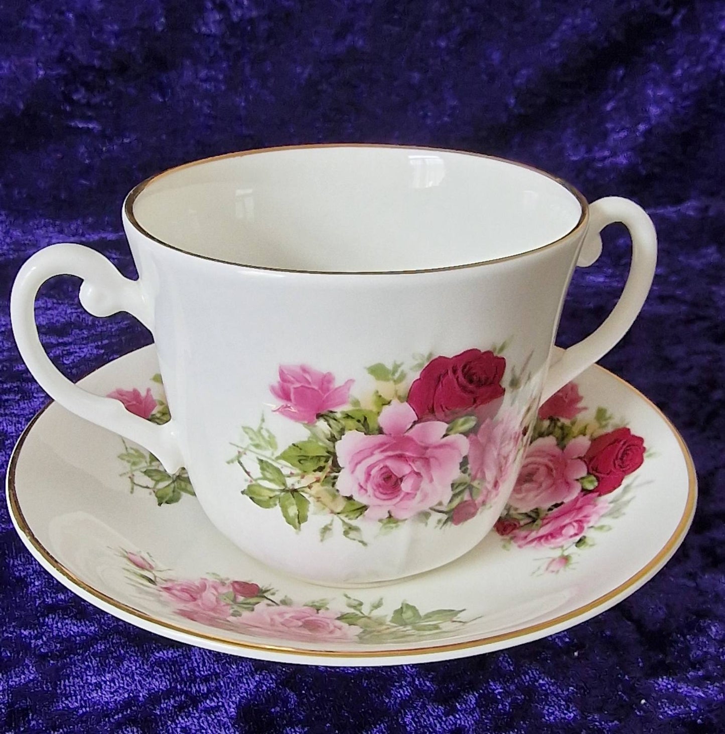 Mid century Two Handled Cup and Saucer Set by Regency Bone China England