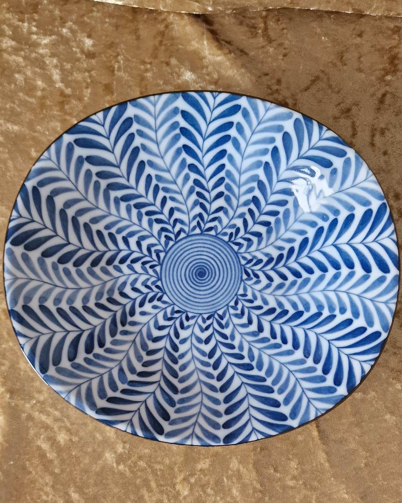Three blue and white floral plates, Saikai Pottery Traditional Japanese Ai-e Indigo Patterns Porcelain Plates 31302 from Japan.