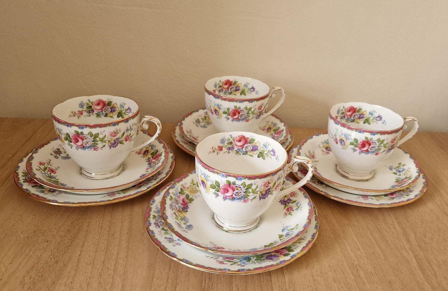Royal Grafton Bone China Floral Tea trio cup set