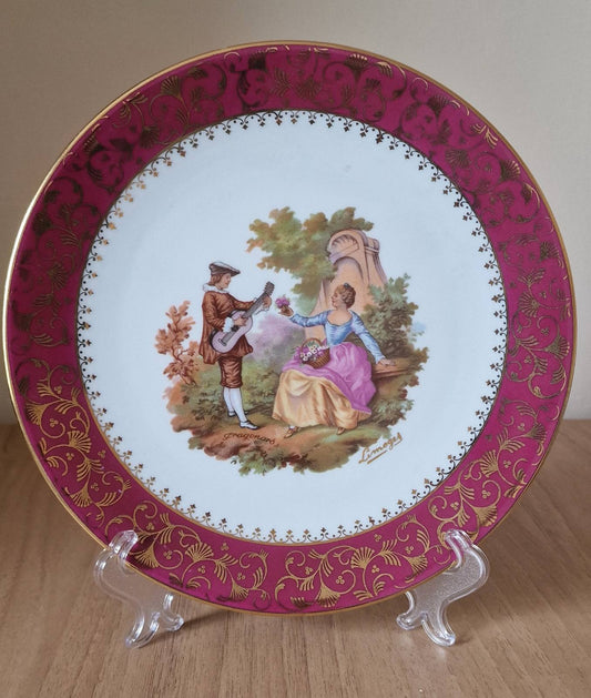 Pair of Vintage Limoges Courting Couple Display Plates