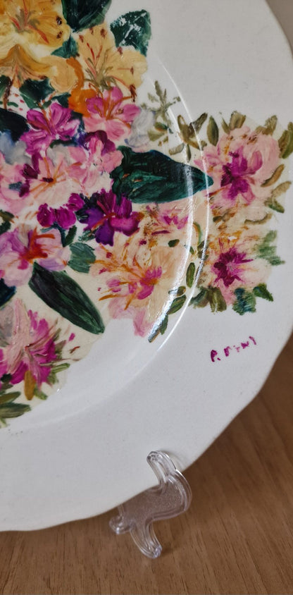 Wedgwood Serving Plate, Hand Painted  Floral Design, Signed by Artist