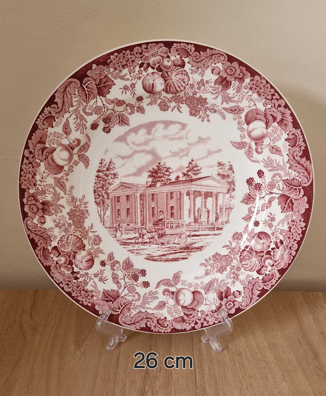 Wedgwood Red and White Transfer Decorated  Harvard University Dane Hall