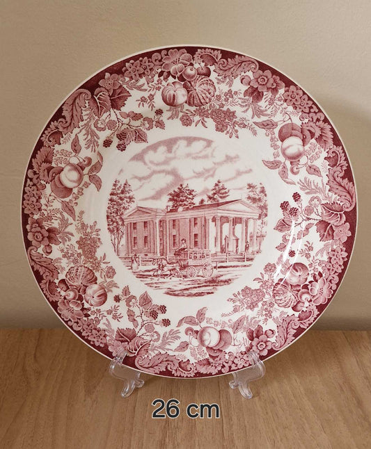 Wedgwood Red and White Transfer Decorated  Harvard University Dane Hall