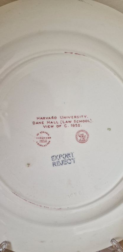 Wedgwood Red and White Transfer Decorated  Harvard University Dane Hall