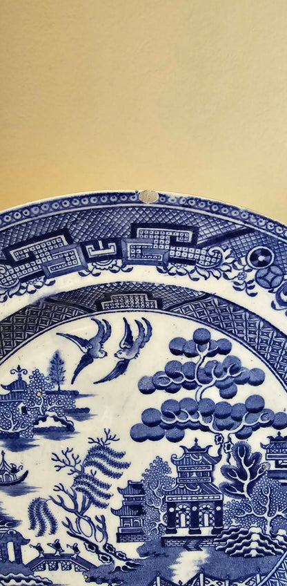 Blackhurst & Dunning soup dishes in Old Willow Pattern, c. 1860