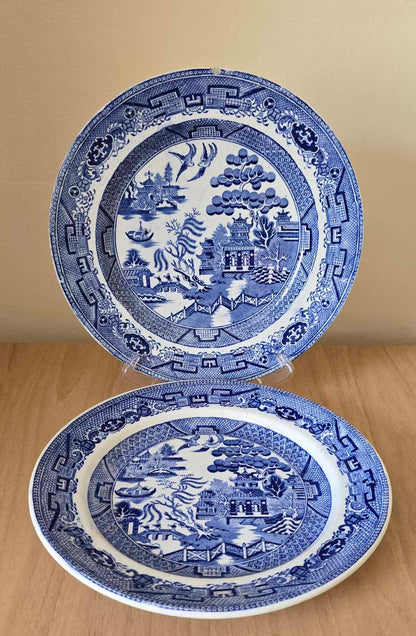 Blackhurst & Dunning soup dishes in Old Willow Pattern, c. 1860